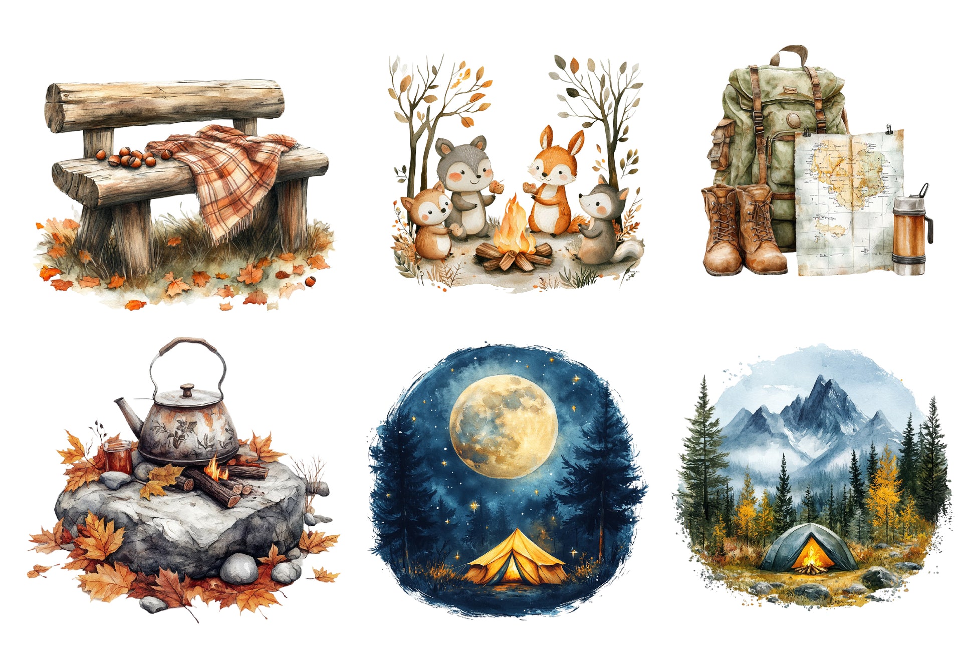 Autumn Camping Trip Clipart Bundle - CraftNest - Digital Crafting and Art