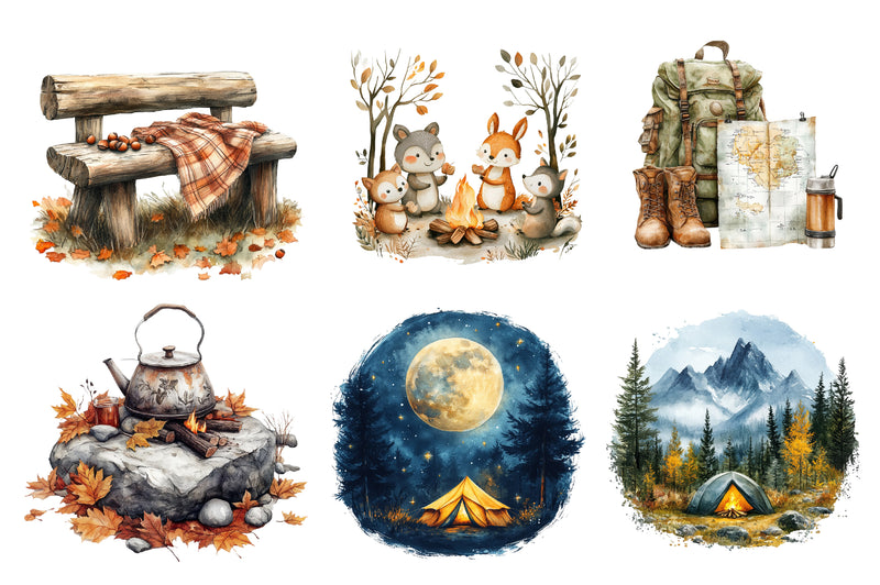 Autumn Camping Trip Clipart Bundle - CraftNest - Digital Crafting and Art