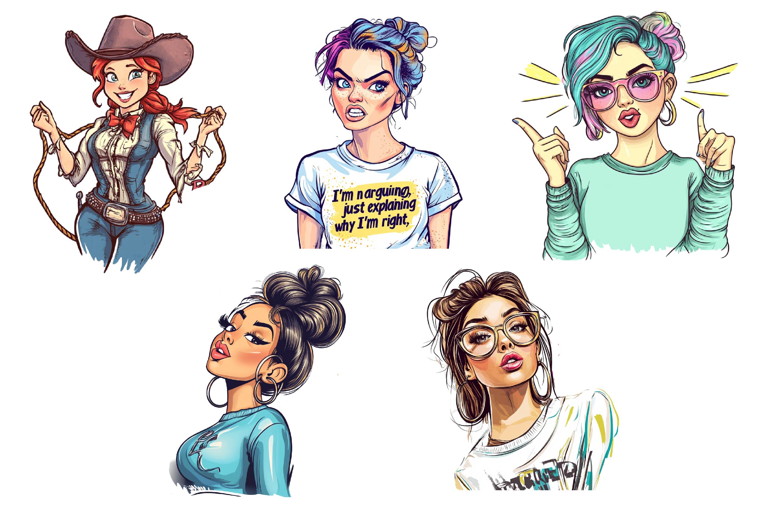 Sarcastic Funny Girl Clipart Bundle - CraftNest - Digital Crafting and Art