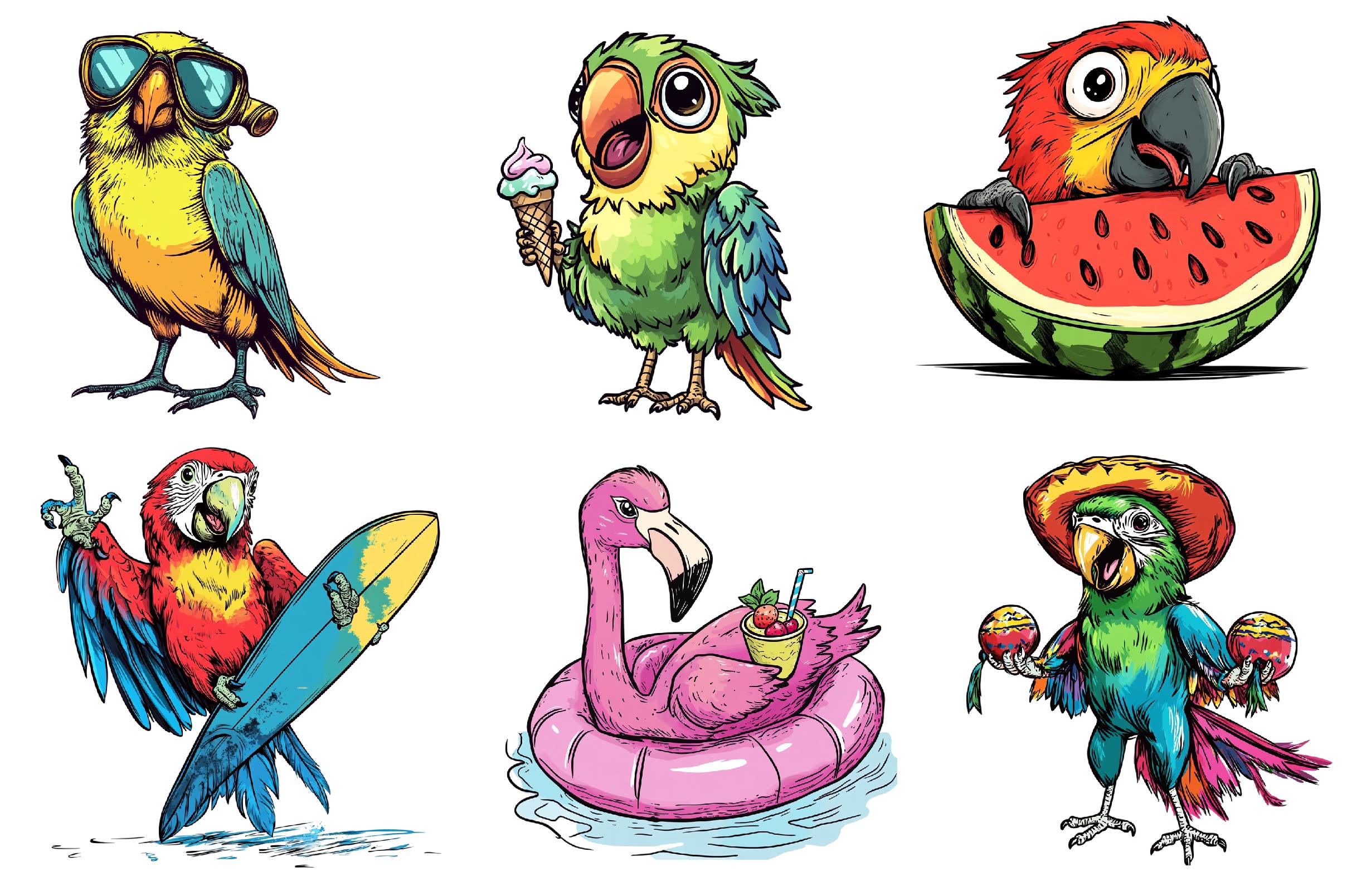 Funny Tropical Bird Clipart Bundle - CraftNest - Digital Crafting and Art