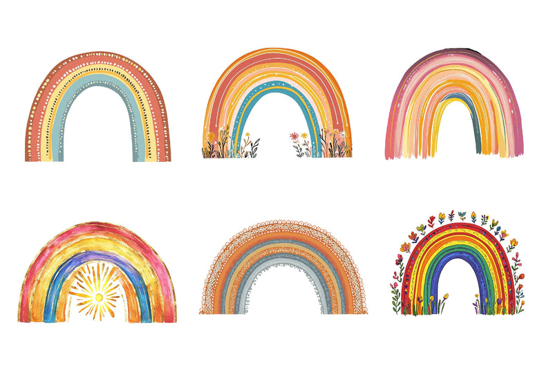 Boho Rainbow Clipart Bundle 1 - CraftNest - Digital Crafting and Art