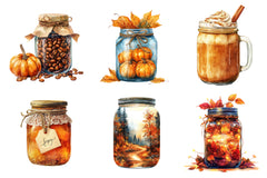 Cute Fall Mason Jars Clipart Bundle - CraftNest - Digital Crafting and Art