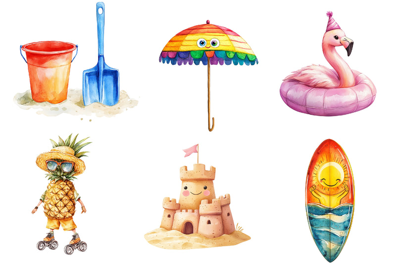Funny Summer Beach Clipart Bundle - CraftNest - Digital Crafting and Art