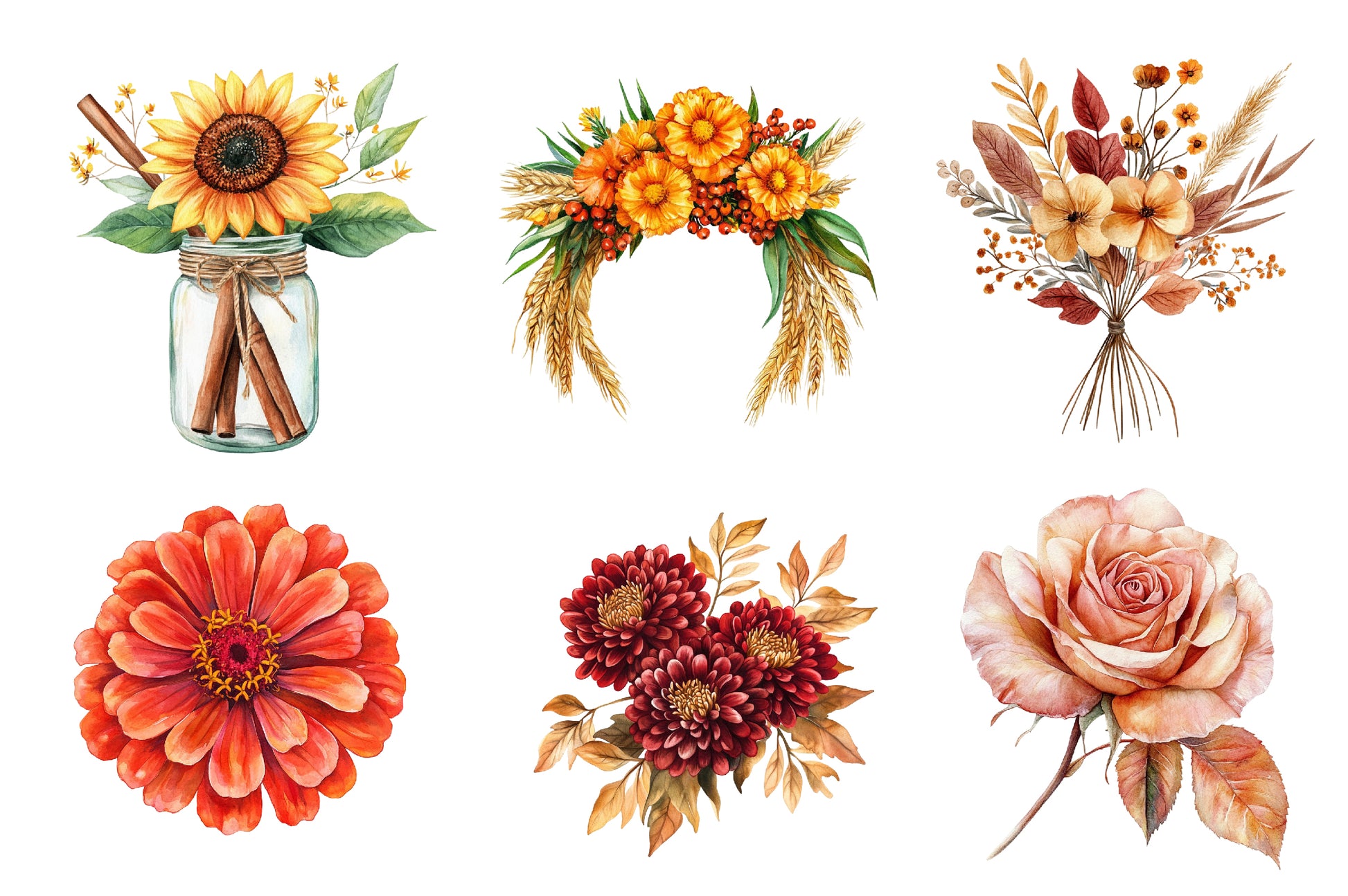 Fall Flowers Clipart Bundle - CraftNest - Digital Crafting and Art