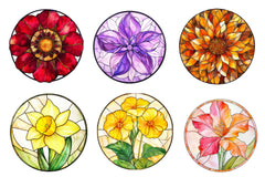 Round Stained Glass Of Birth Month Flowers Clipart Bundle - CraftNest - Digital Crafting and Art