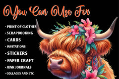 Highland Cow Summer Clipart Bundle - CraftNest - Digital Crafting and Art