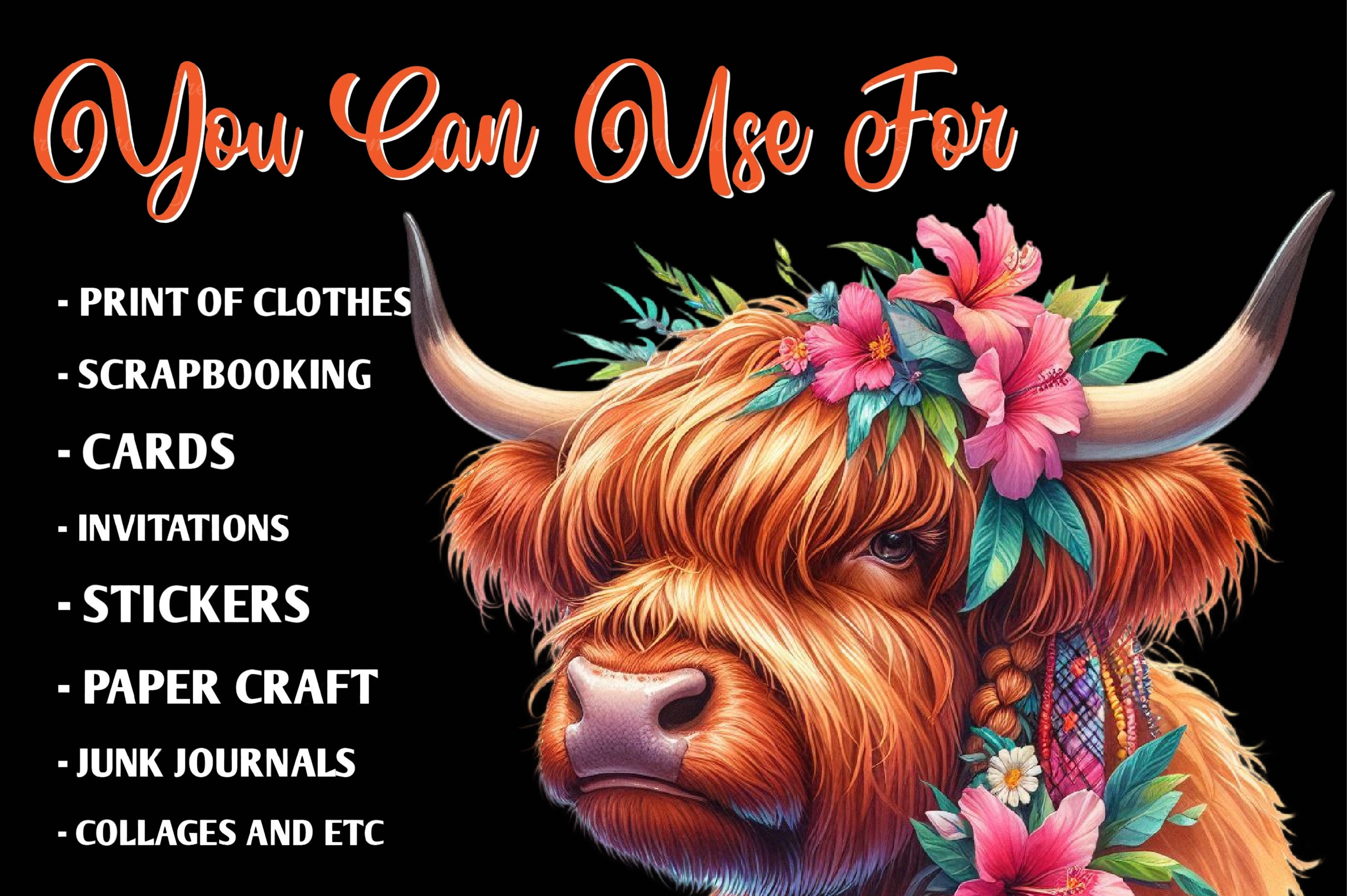 Highland Cow Summer Clipart Bundle - CraftNest - Digital Crafting and Art
