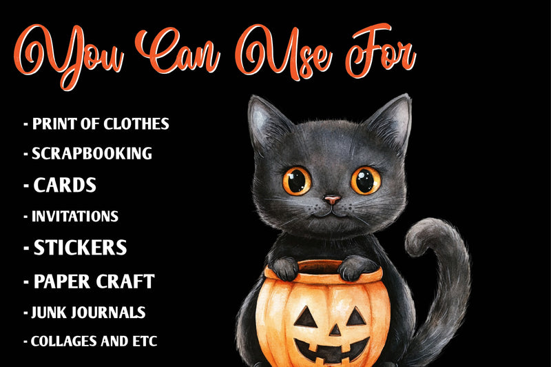 Funny Halloween Black Cat Clipart Bundle - CraftNest - Digital Crafting and Art