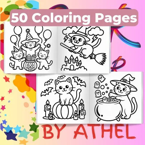 Halloween Cats Coloring Book Bundle - CraftNest - Digital Crafting and Art
