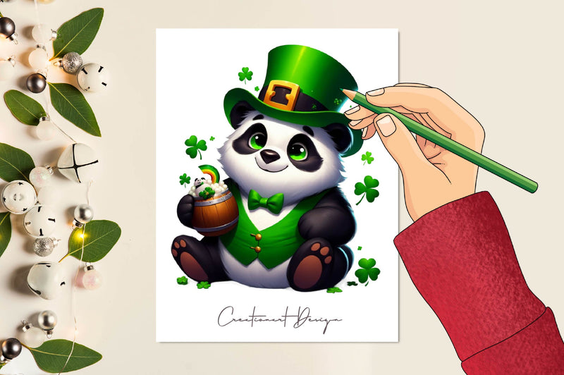 St Patricks Day Cute Panda Clipart Bundle 1 - CraftNest - Digital Crafting and Art