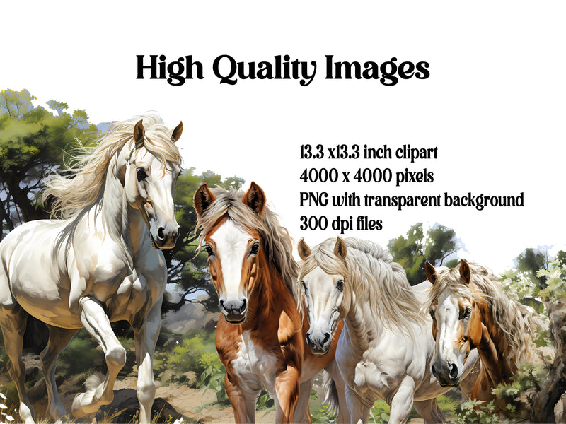 Realistic Horses Clipart - CraftNest