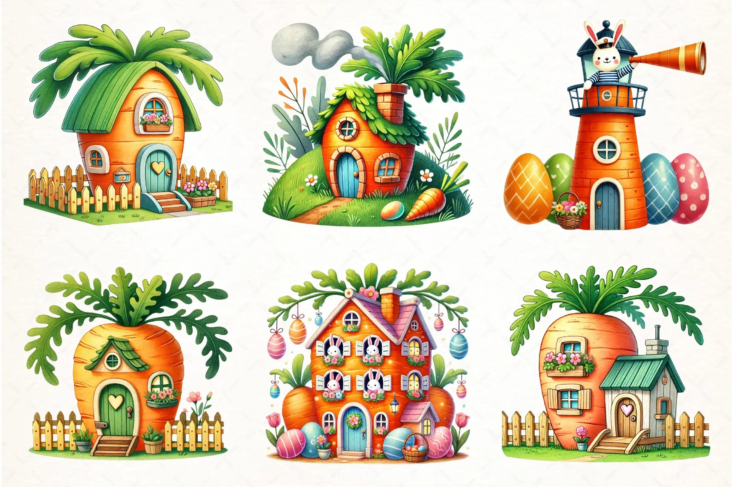 Easter Carrot House Clipart Bundle 1 - CraftNest - Digital Crafting and Art