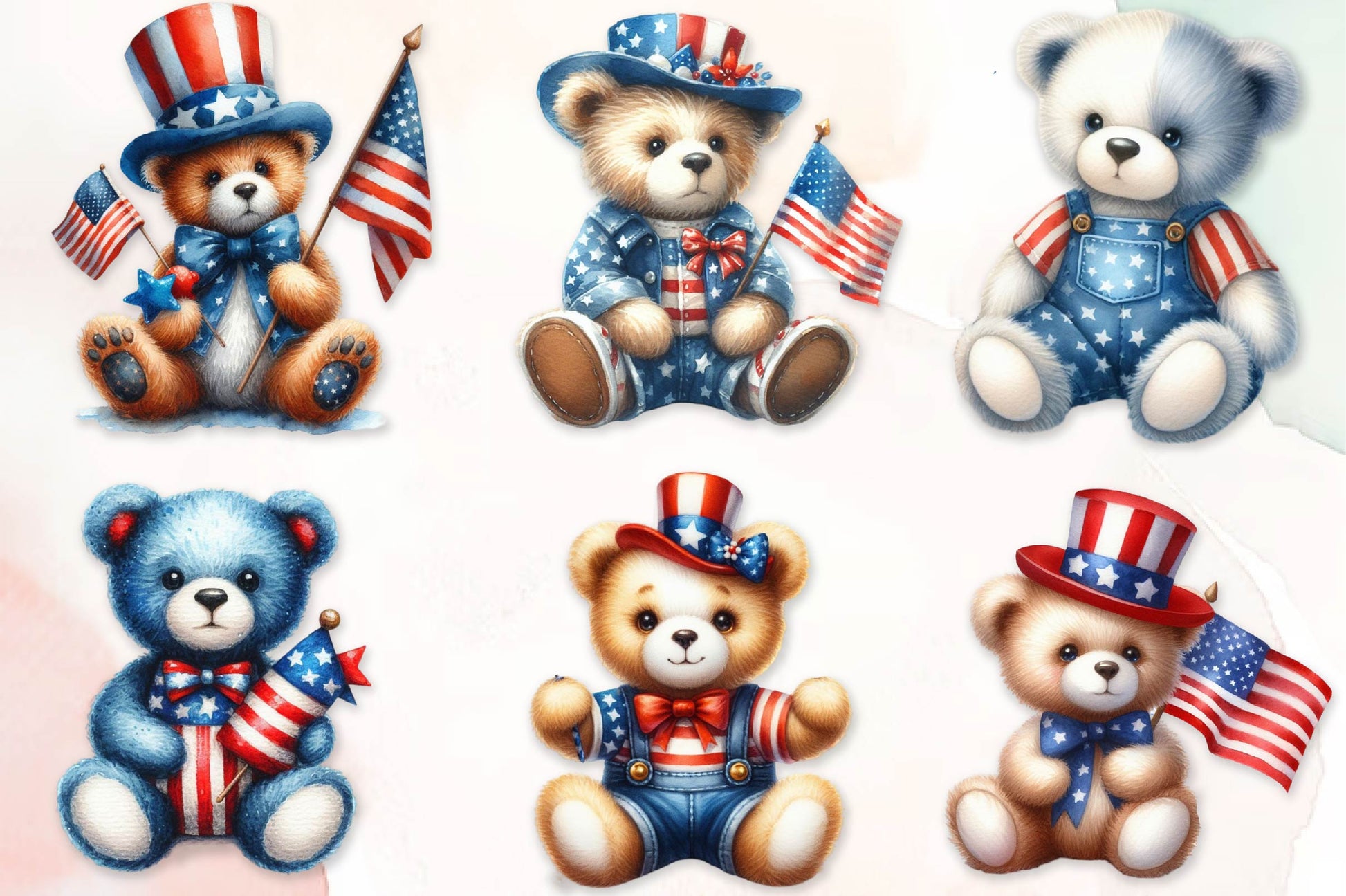 4Th Of July Teddy Bear Clipart Bundle - CraftNest - Digital Crafting and Art