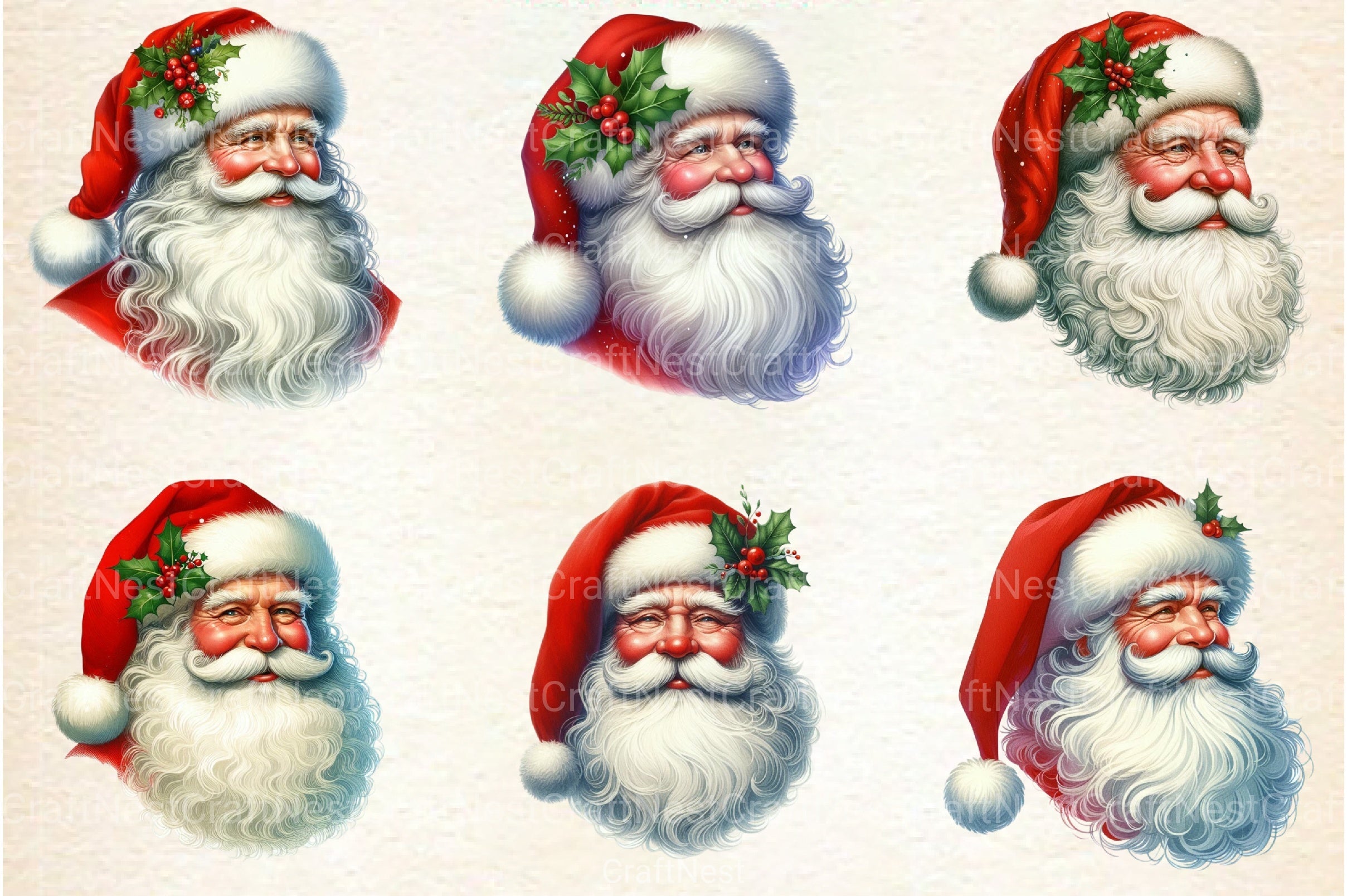 Christmas Red Santa Claus Clipart Bundle - CraftNest - Digital Crafting and Art