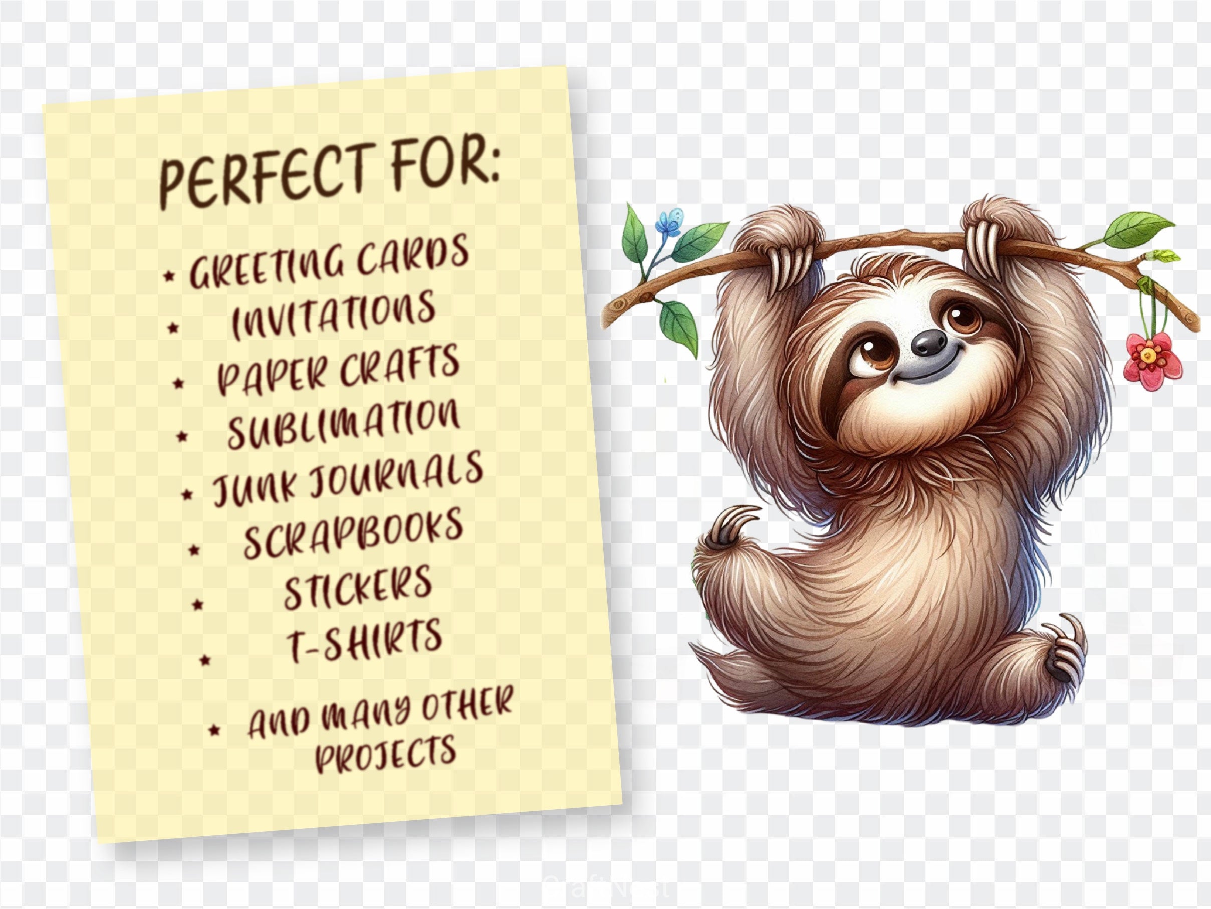 Funny Sloth Clipart Bundle 2 - CraftNest - Digital Crafting and Art