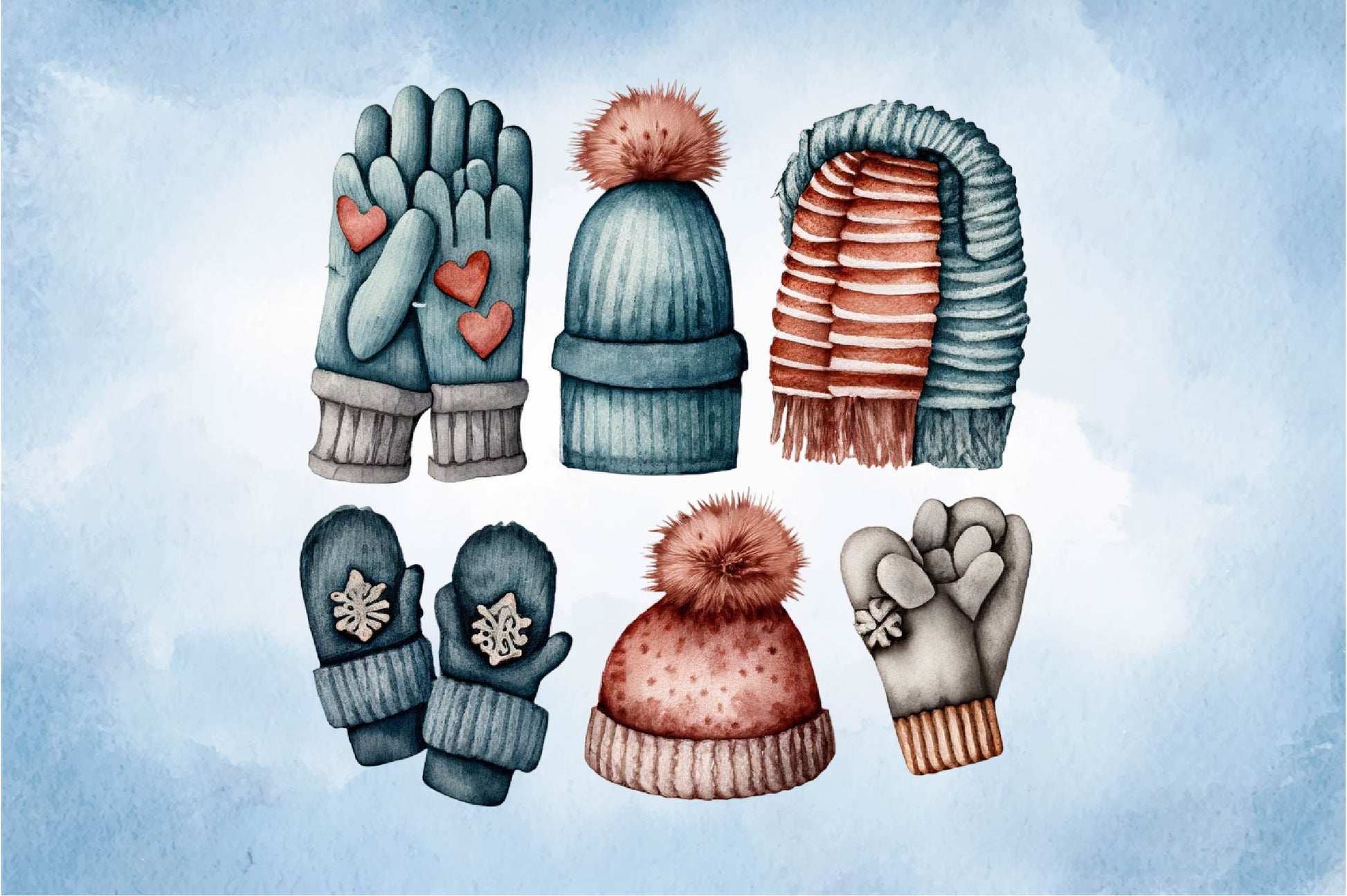 Winter Cute Set Of Mittens Clipart Bundle - CraftNest - Digital Crafting and Art