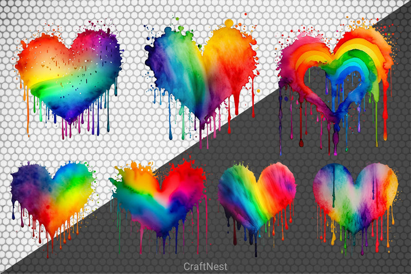 Rainbow Love Drips Clipart Bundle - CraftNest - Digital Crafting and Art