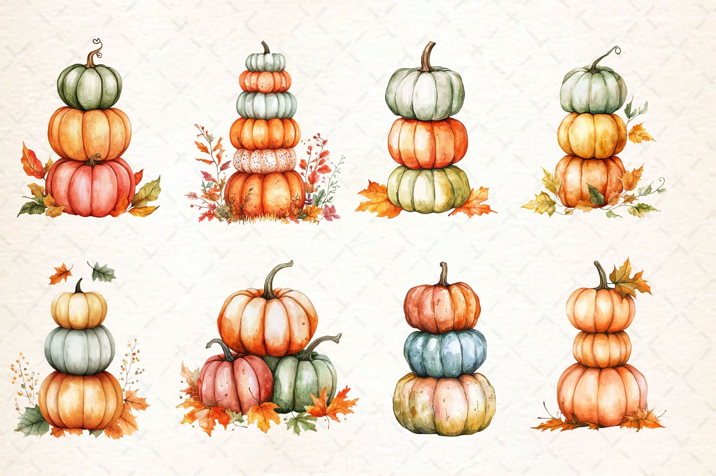 Fall Stacked Pumpkins Clipart Bundle - CraftNest - Digital Crafting and Art