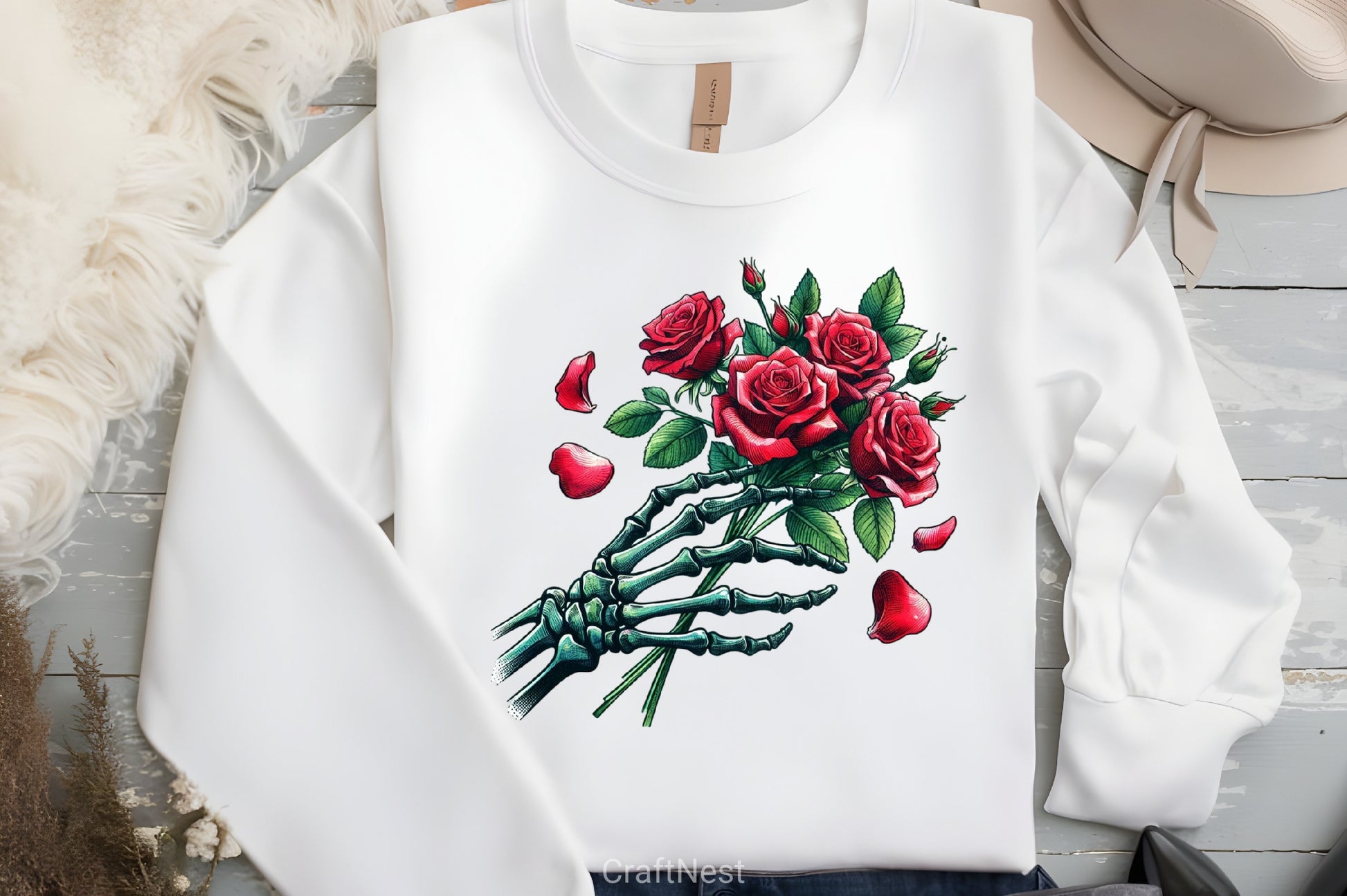 Roses Bouquet Skeleton Hand Clipart Bundle 3 - CraftNest - Digital Crafting and Art