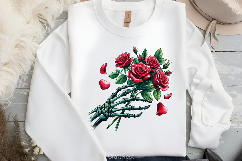 Roses Bouquet Skeleton Hand Clipart Bundle 3 - CraftNest - Digital Crafting and Art