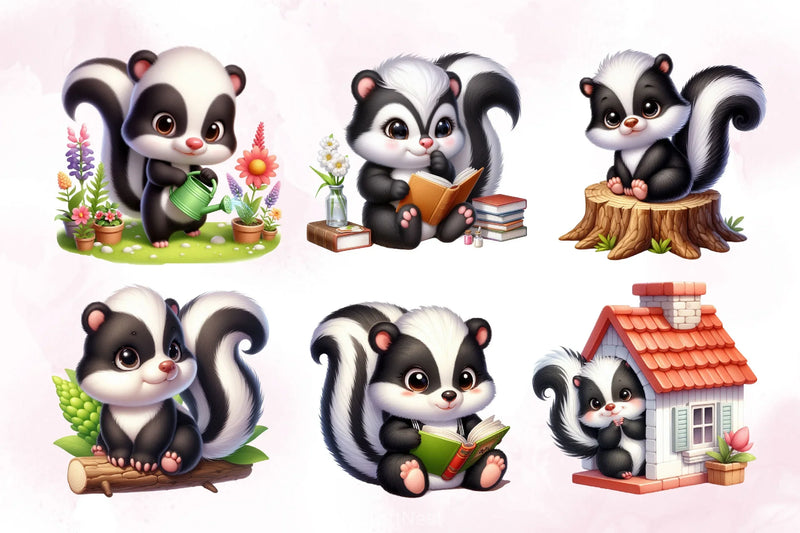 Cute Skunk Clipart Bundle - CraftNest - Digital Crafting and Art