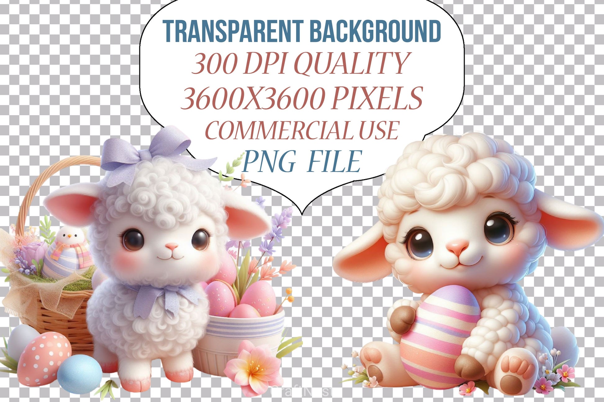 Cute Easter Lamb Clipart Bundle - CraftNest - Digital Crafting and Art