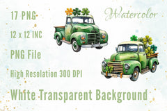 Vintage Green Truck St Patrick's Day Clipart Bundle 2 - CraftNest - Digital Crafting and Art