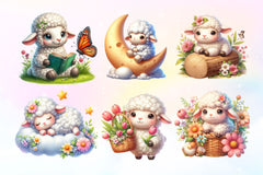 Cute Sheep Clipart Bundle 4 - CraftNest - Digital Crafting and Art