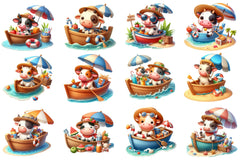 Cute Cow Boat Summer Clipart Bundle - CraftNest - Digital Crafting and Art