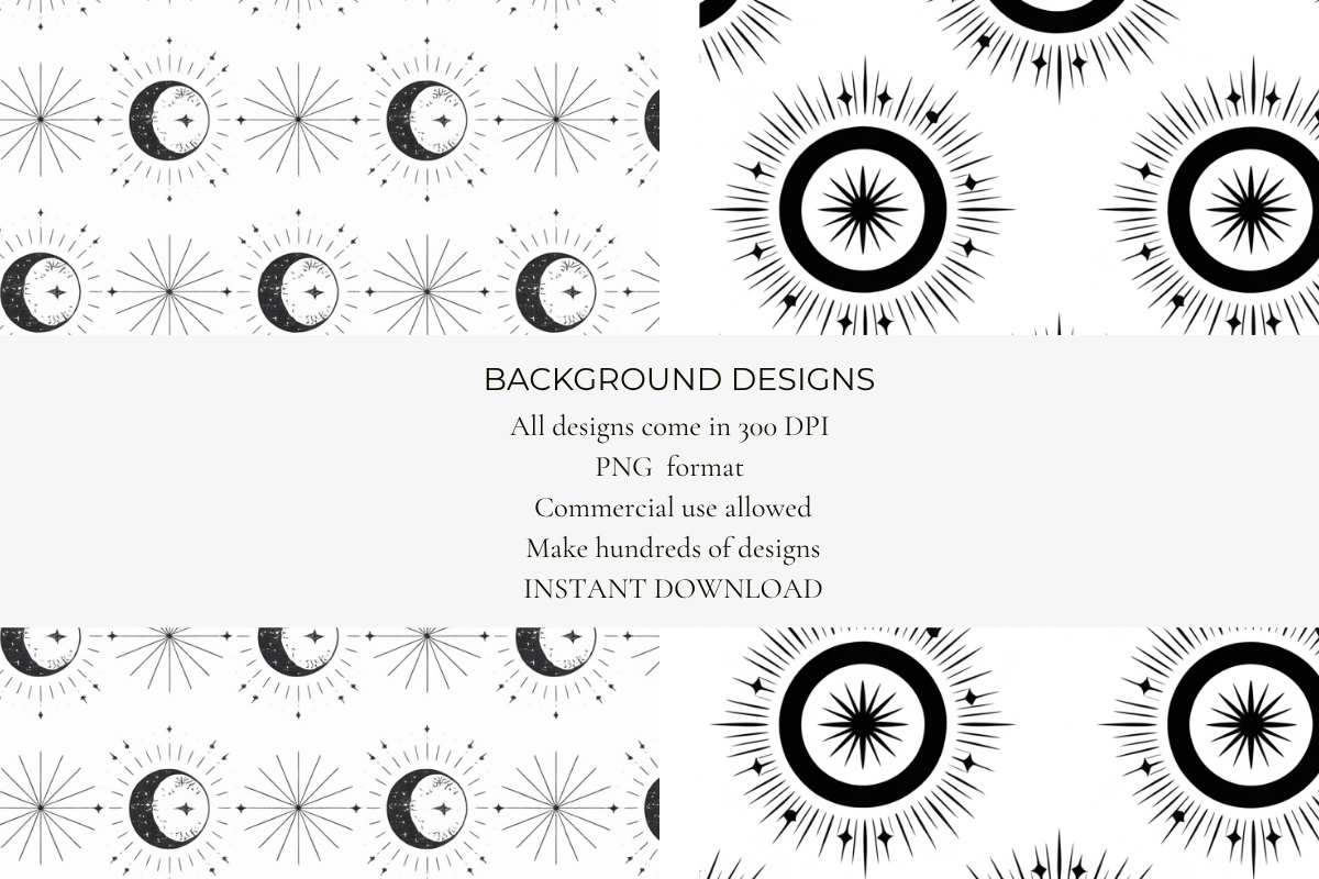 Ink Moon & Stars Seamless Papers