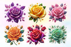 Glitter Roses Flowers Clipart Bundle - CraftNest - Digital Crafting and Art