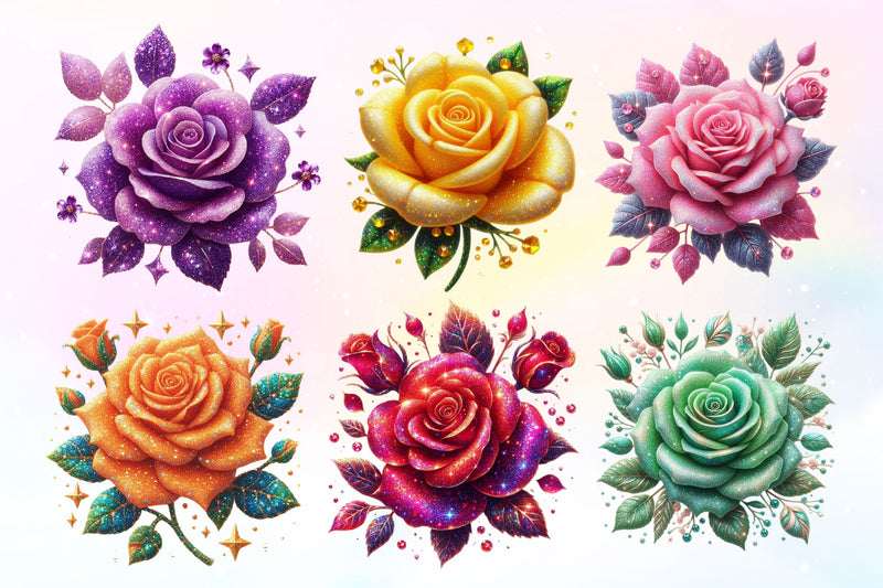 Glitter Roses Flowers Clipart Bundle - CraftNest - Digital Crafting and Art