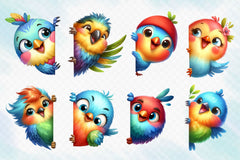 Funny Bird Peeking Around Corner Clipart Bundle - CraftNest - Digital Crafting and Art