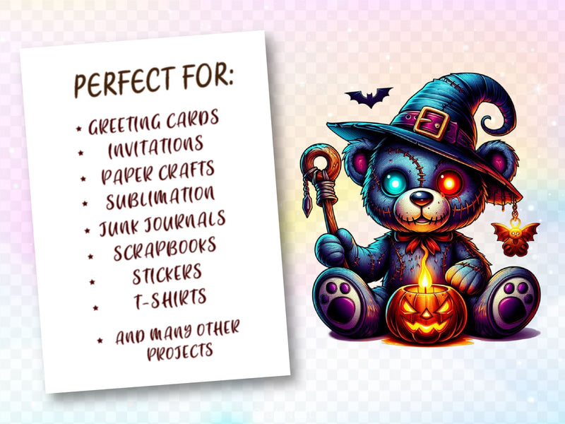 Halloween Scary Teddy Bear Clipart Bundle 2 - CraftNest - Digital Crafting and Art
