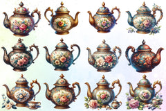 Vintage Teapot Clipart Bundle - CraftNest - Digital Crafting and Art