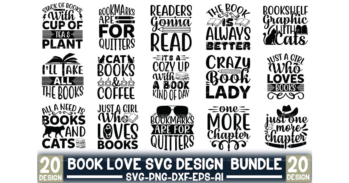 Book Lover SVG Design Bundle