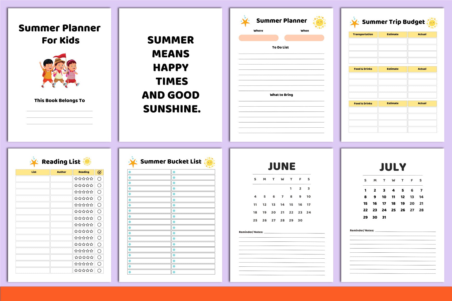 Summer Planner for Kids