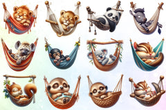 Sleeping Animal Hammock Clipart Bundle - CraftNest - Digital Crafting and Art