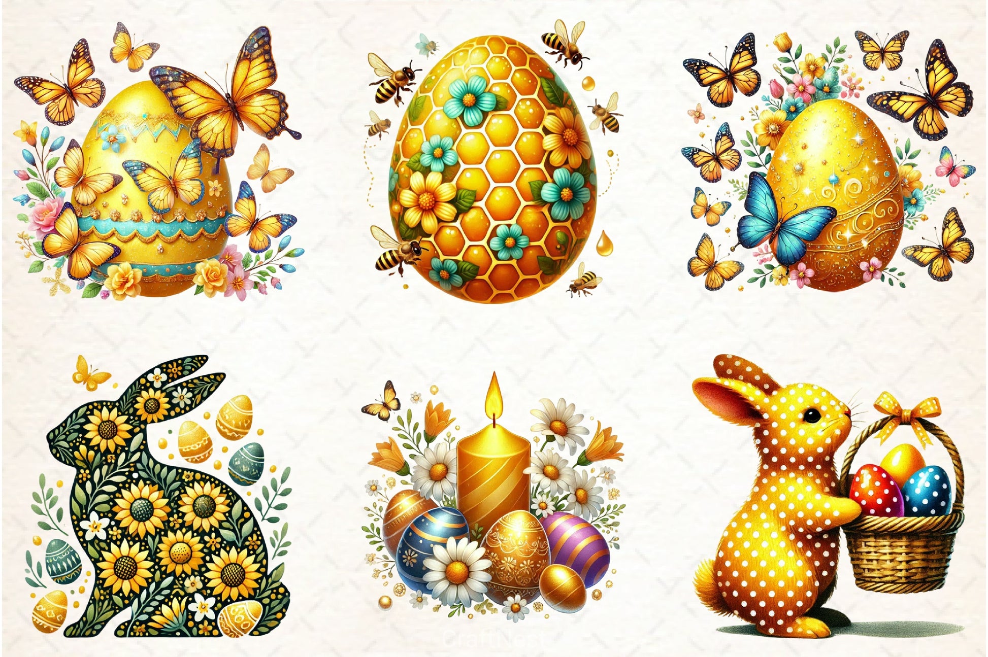 Yellow Easter Clipart Bundle - CraftNest - Digital Crafting and Art