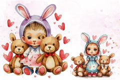 Watercolour Bunny Couples Clipart Bundle - CraftNest - Digital Crafting and Art