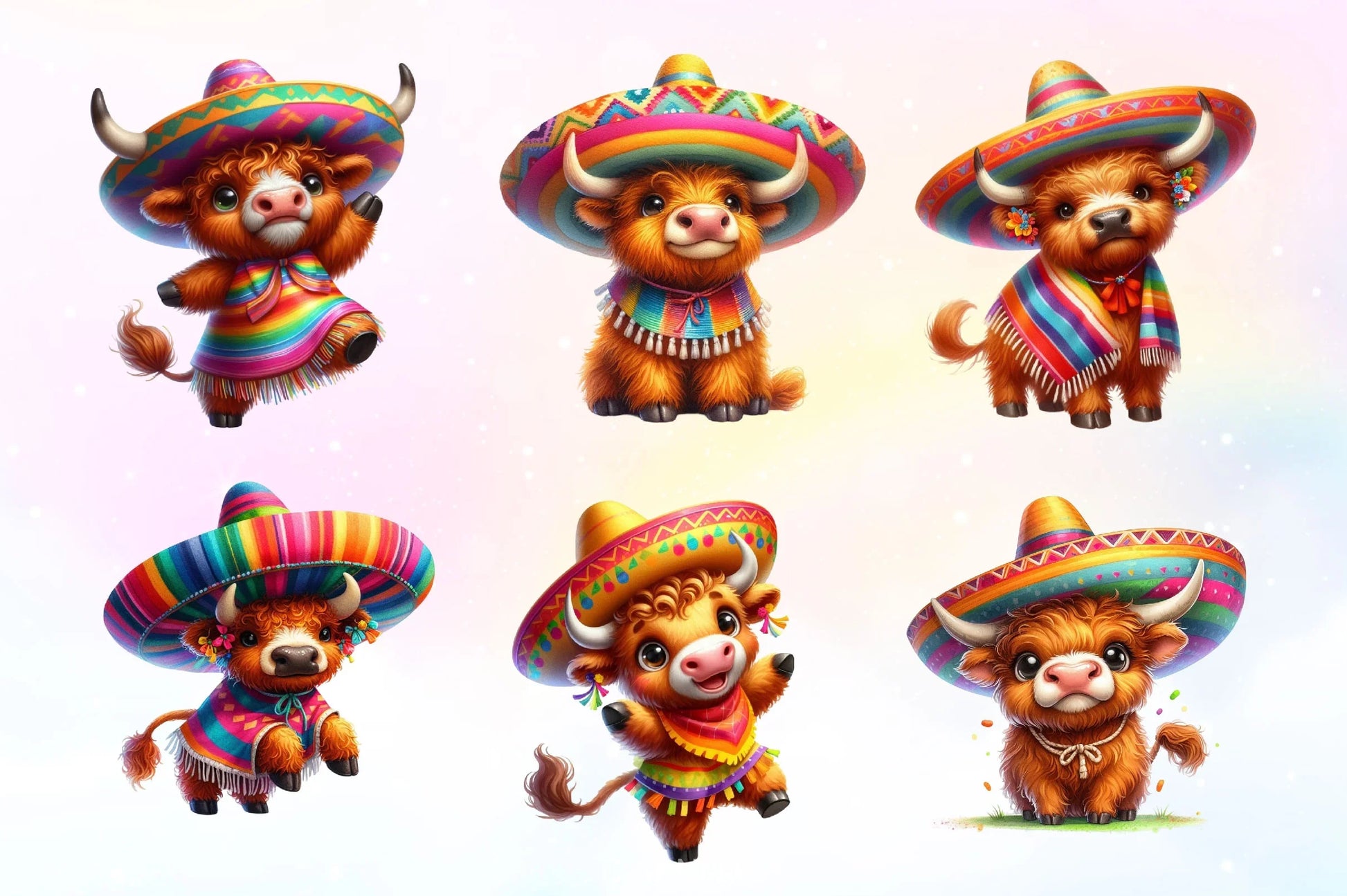 Cinco De Mayo Highland Cow Clipart Bundle 3 - CraftNest - Digital Crafting and Art
