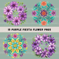 Mexican Flowers Purple Clipart Bundle - CraftNest - Digital Crafting and Art