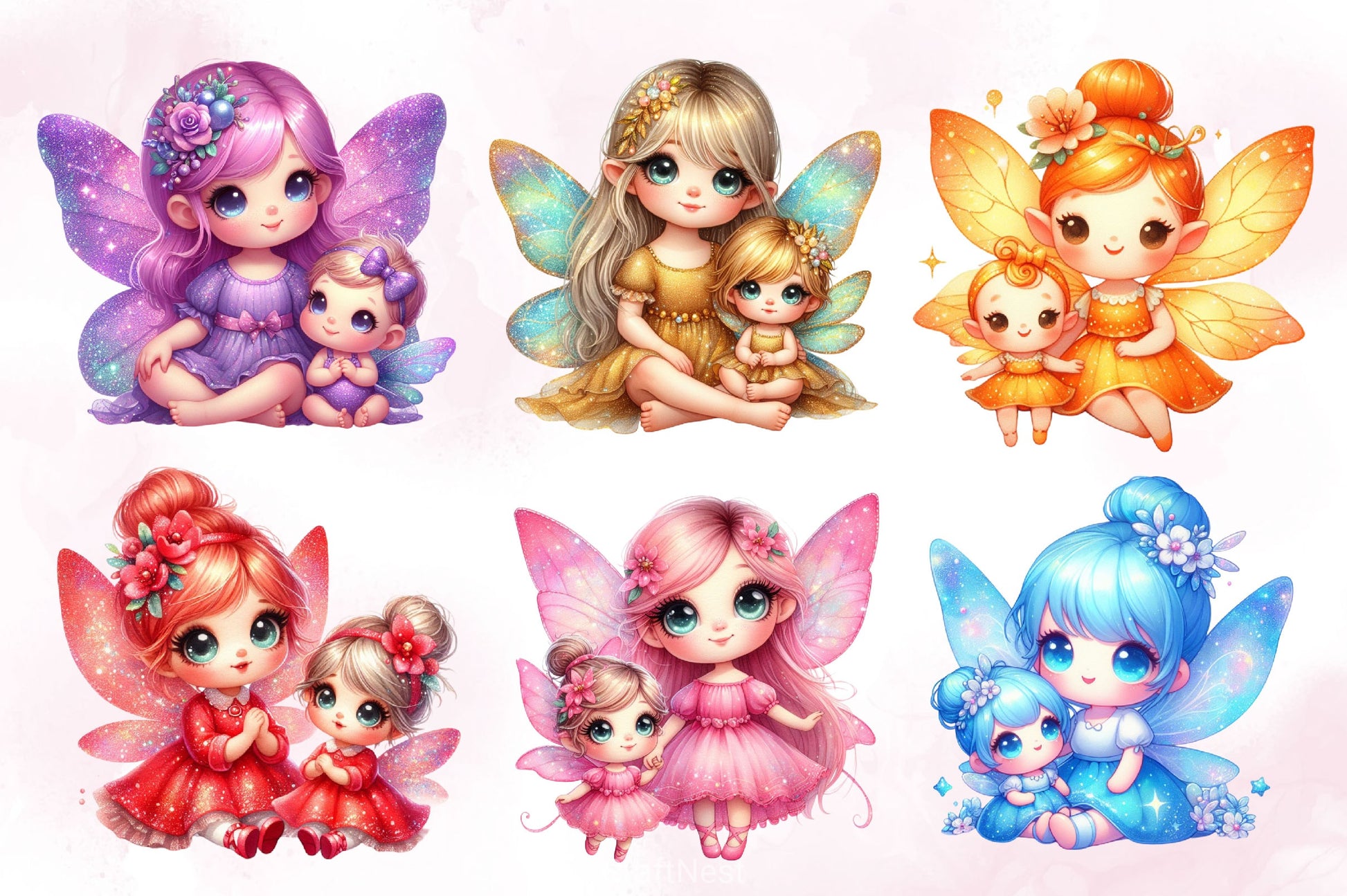 Fairy Mom And Baby Clipart Bundle 2 - CraftNest - Digital Crafting and Art