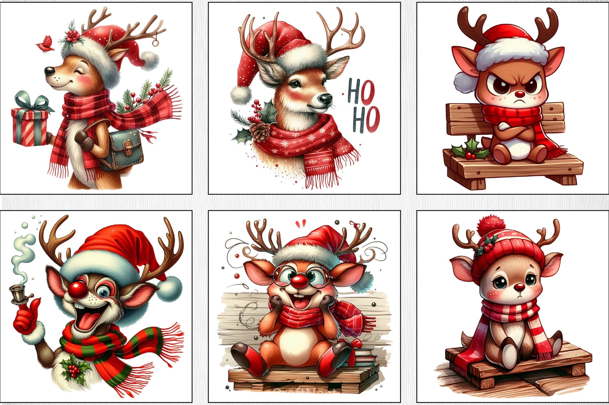Christmas Reindeer Clipart Bundle 7 - CraftNest - Digital Crafting and Art