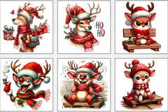 Christmas Reindeer Clipart Bundle 7 - CraftNest - Digital Crafting and Art