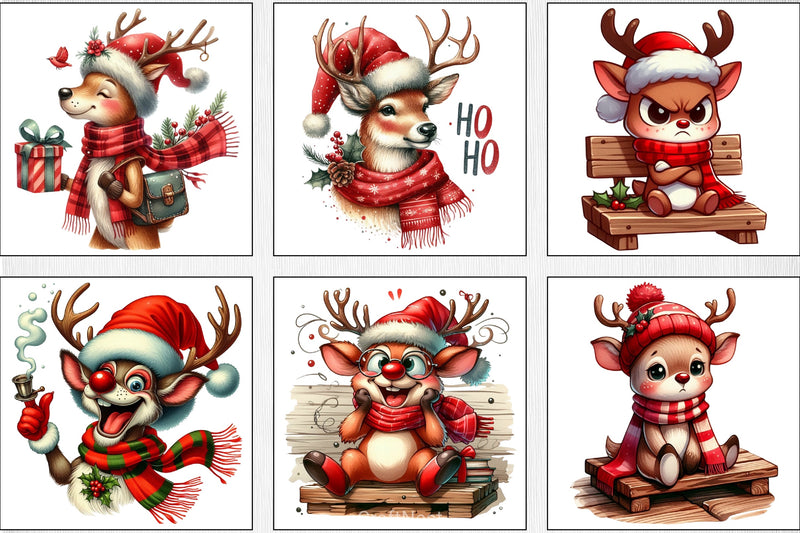 Christmas Reindeer Clipart Bundle 7 - CraftNest - Digital Crafting and Art