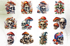 Skull & Mushrooms Clipart Bundle - CraftNest - Digital Crafting and Art