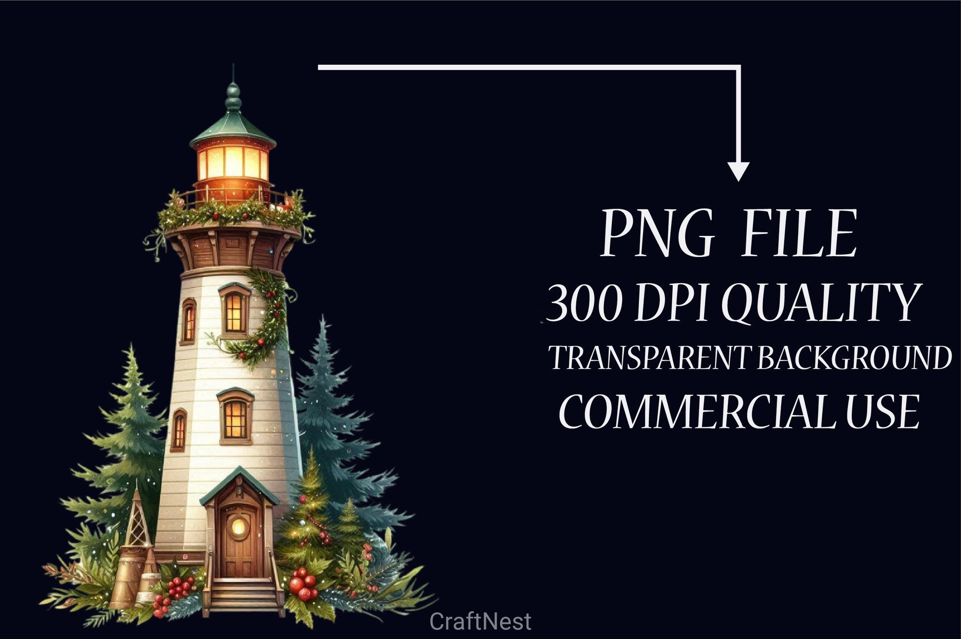 Christmas Lighthouse Clipart Bundle 2 - CraftNest - Digital Crafting and Art