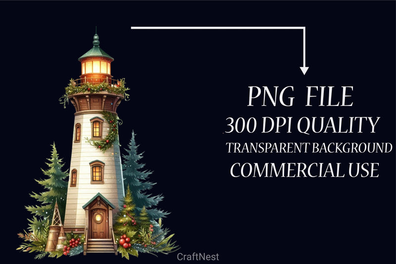 Christmas Lighthouse Clipart Bundle 2 - CraftNest - Digital Crafting and Art