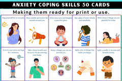 50 Anxiety Coping Skills Cards for Stress Relief - CraftNest - Digital Crafting and Art